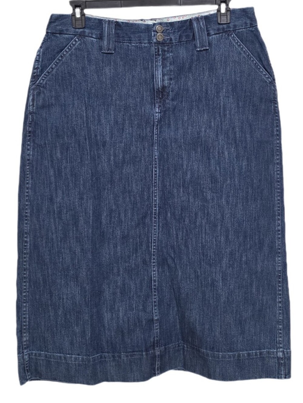 CJ Banks Women's Plus Size 14W Dark Wash Blue Stretch Midi Denim Skirt